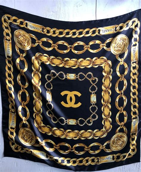 chanel interlaced chain silk scarf|Chanel silk scarf vintage.